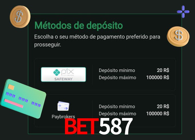 O cassino bet587 oferece uma grande variedade de métodos de pagamento